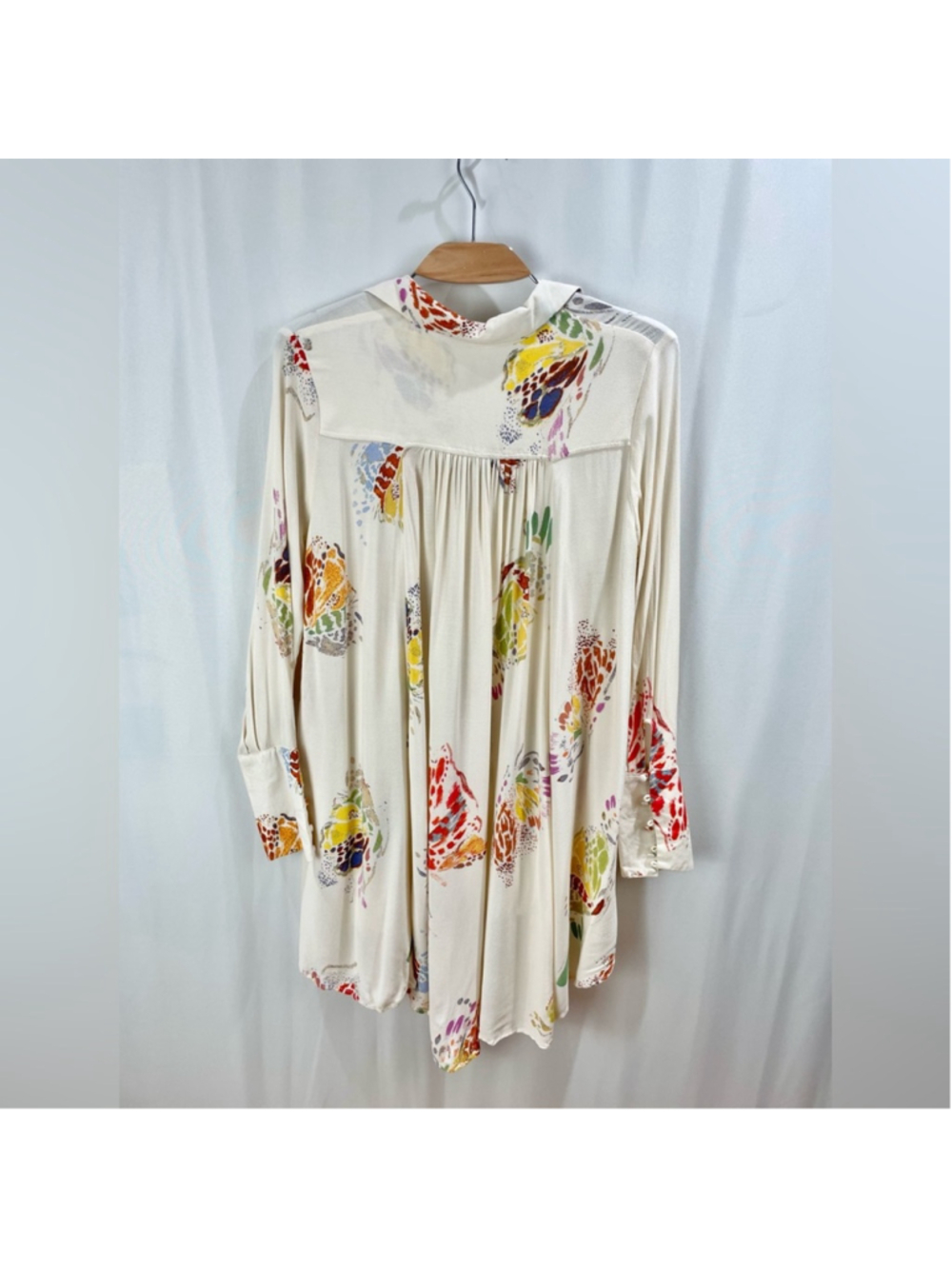 Free People Field of Butterflies Ivory Cream Tunic Dress Size M - Picture 6 of 10